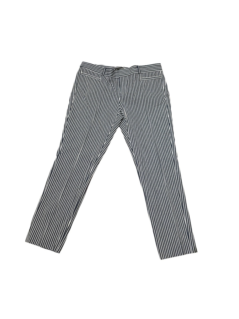 Banana Republic Black & White Vertical Stripe Cropped Pants